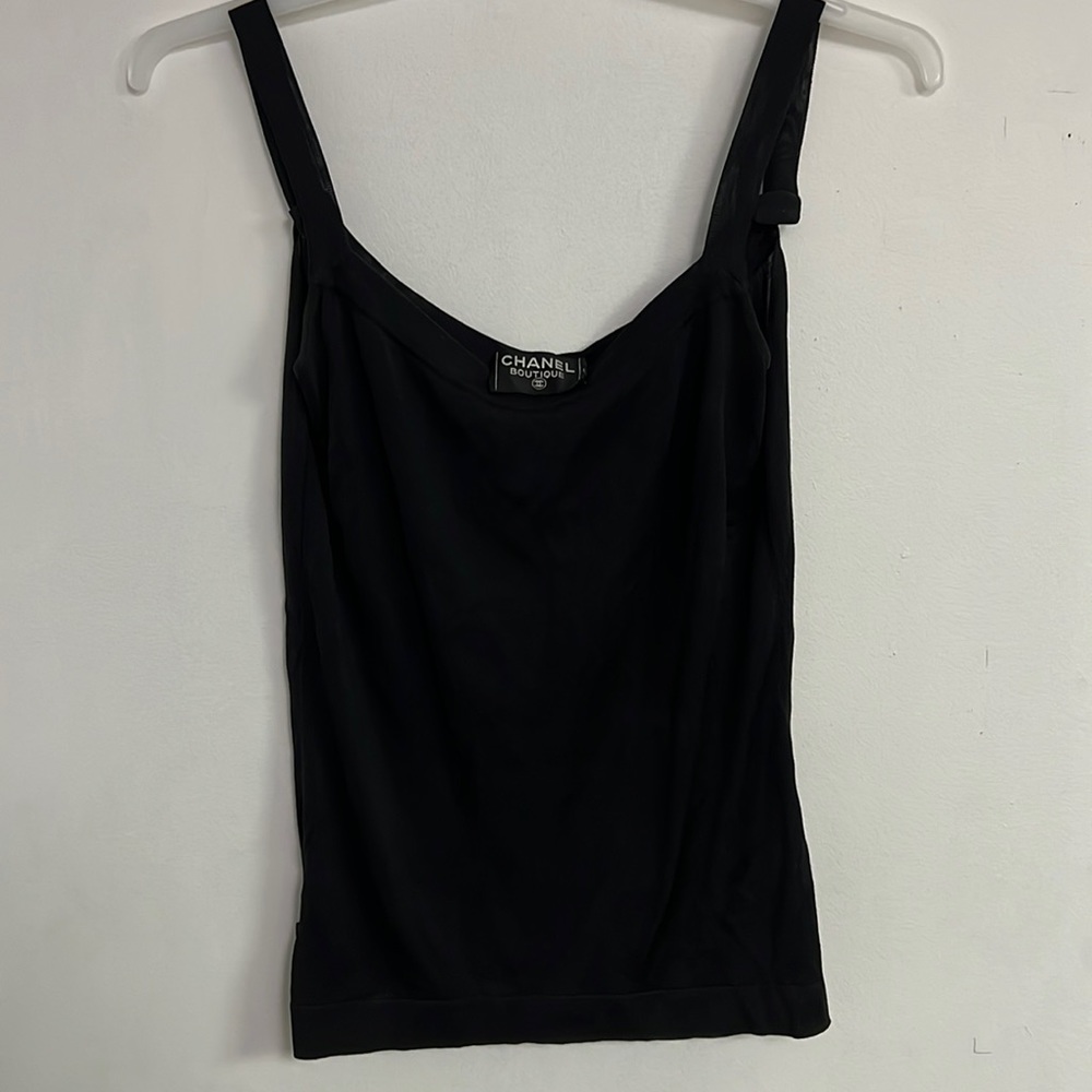 CHANEL Boutique Vintage Women Black Tank Top